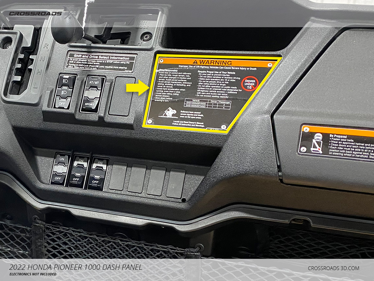 thumbnail image 2 of Crossroads 3D Dash Mount For Auxbeam 8-Gang Switch Panel - Honda Pioneer 1000 2022+ 2 of 6