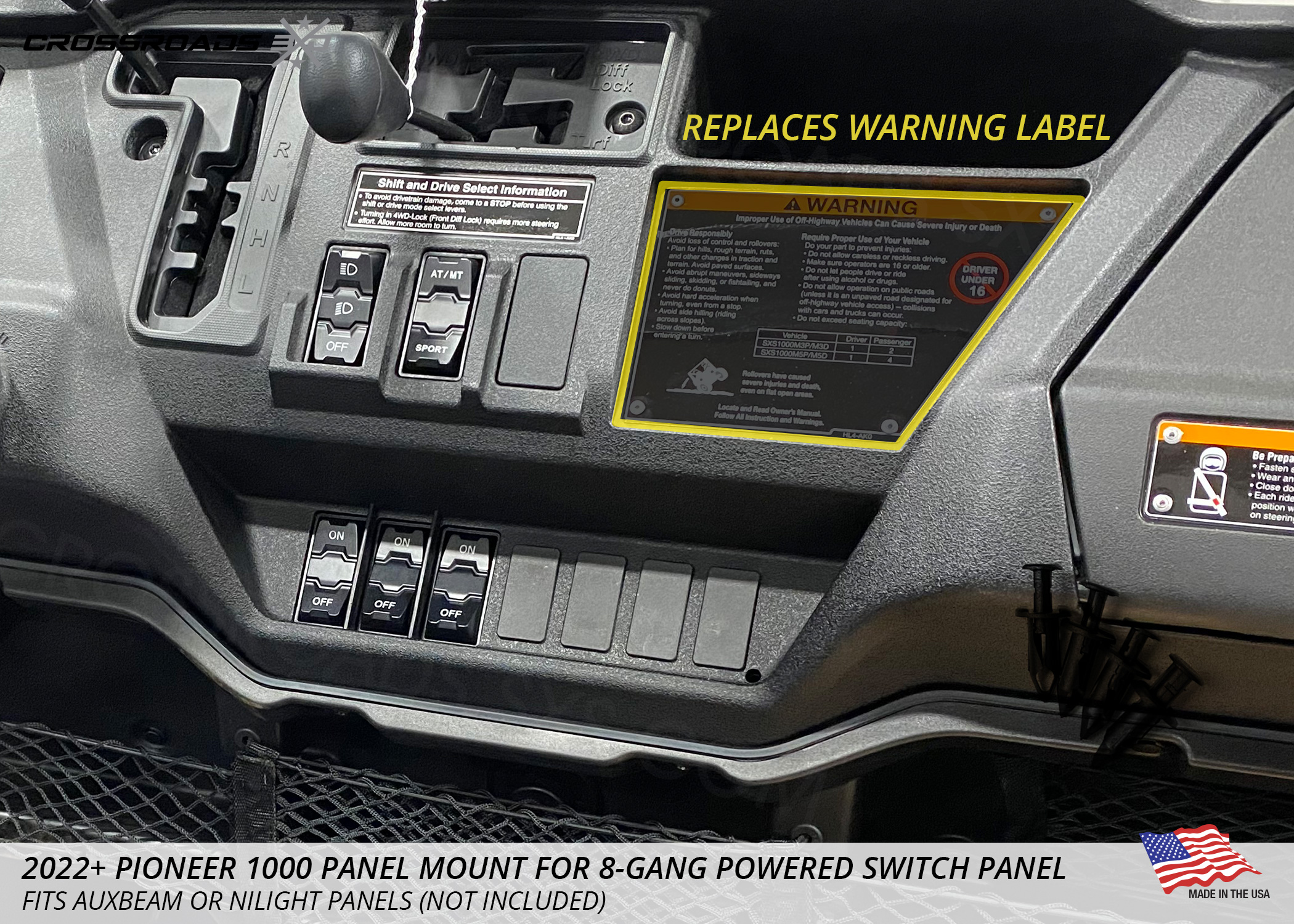 2022 Pioneer 1000 Dash Mount for 8-Gang Powered Switch Panel - Image 5