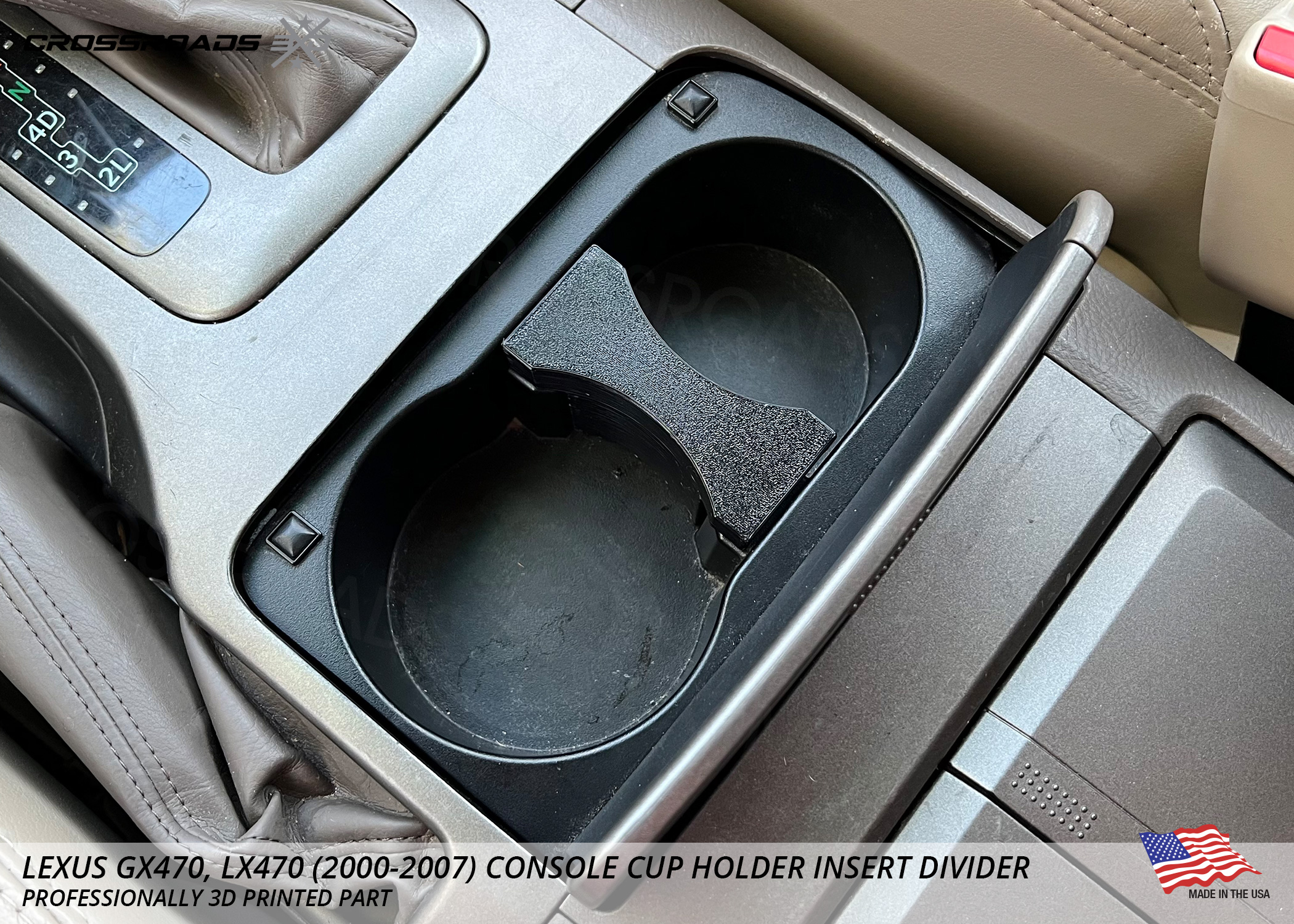 Lexus GX470 (all), LX470 (2000-2007) Console Cup Holder Insert Divider - Image 5