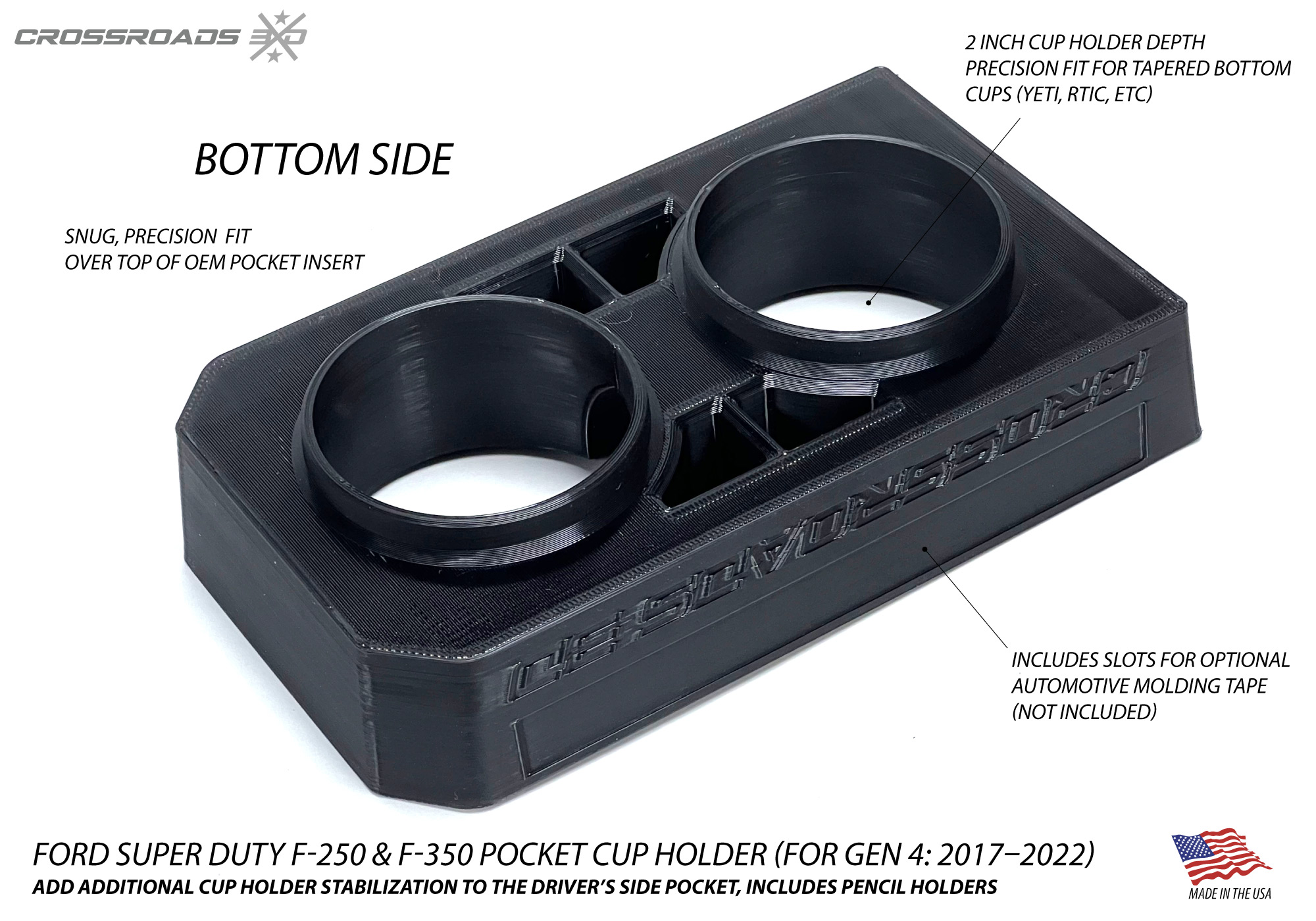 Cup Holder insert for Ford Super Duty F250, F350, F450 (2017-2022) Center Console - Image 6