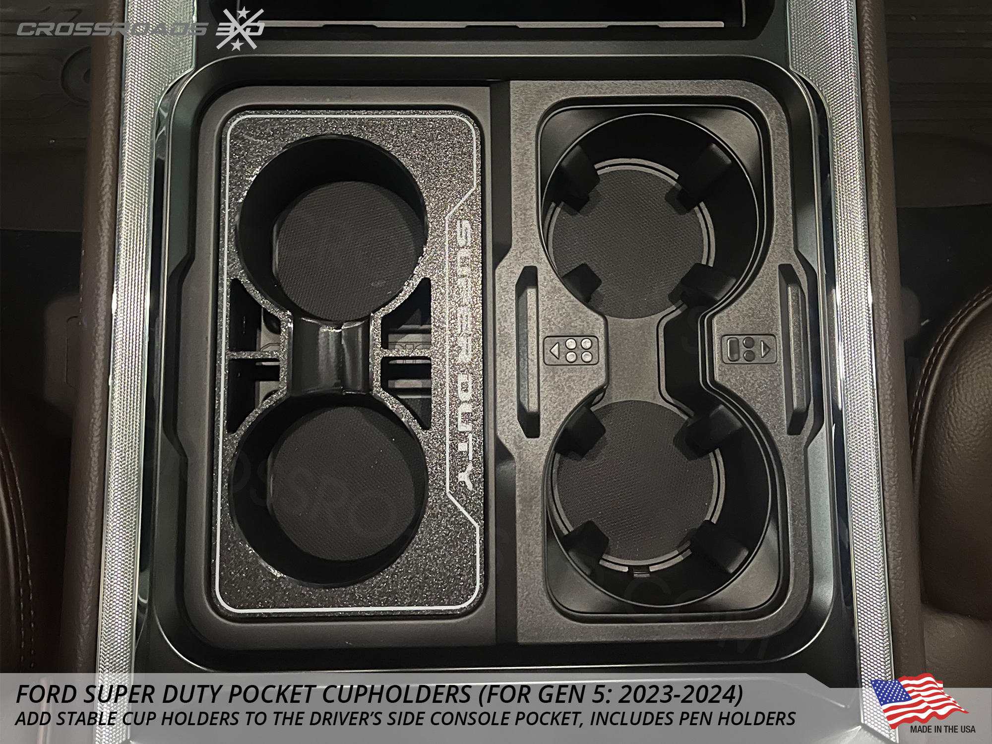 Cup Holder insert for Ford Super Duty F250, F350 (2023-2025) Center Console - Image 8