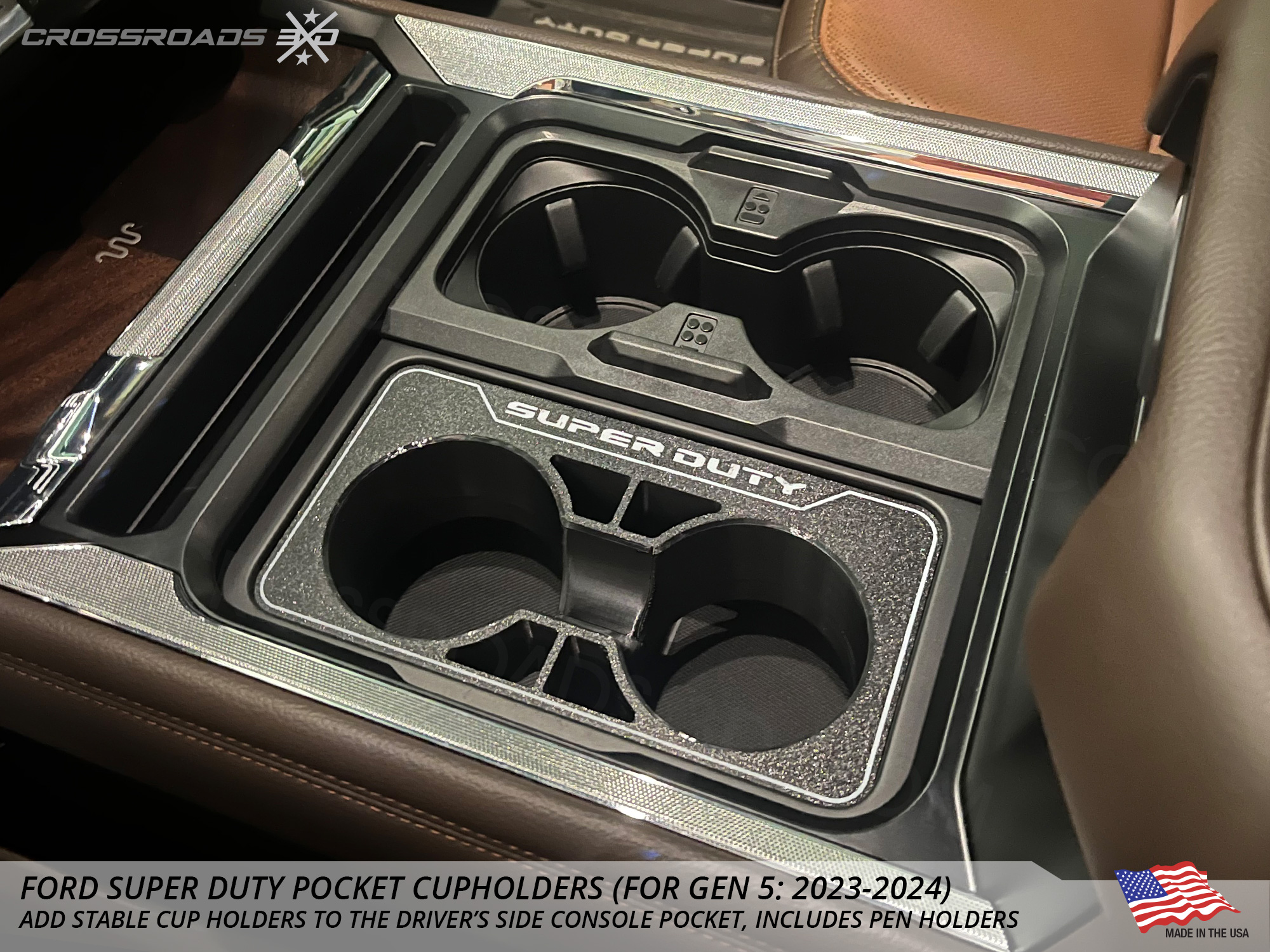 Cup Holder insert for Ford Super Duty F250, F350 (2023-2025) Center Console - Image 2