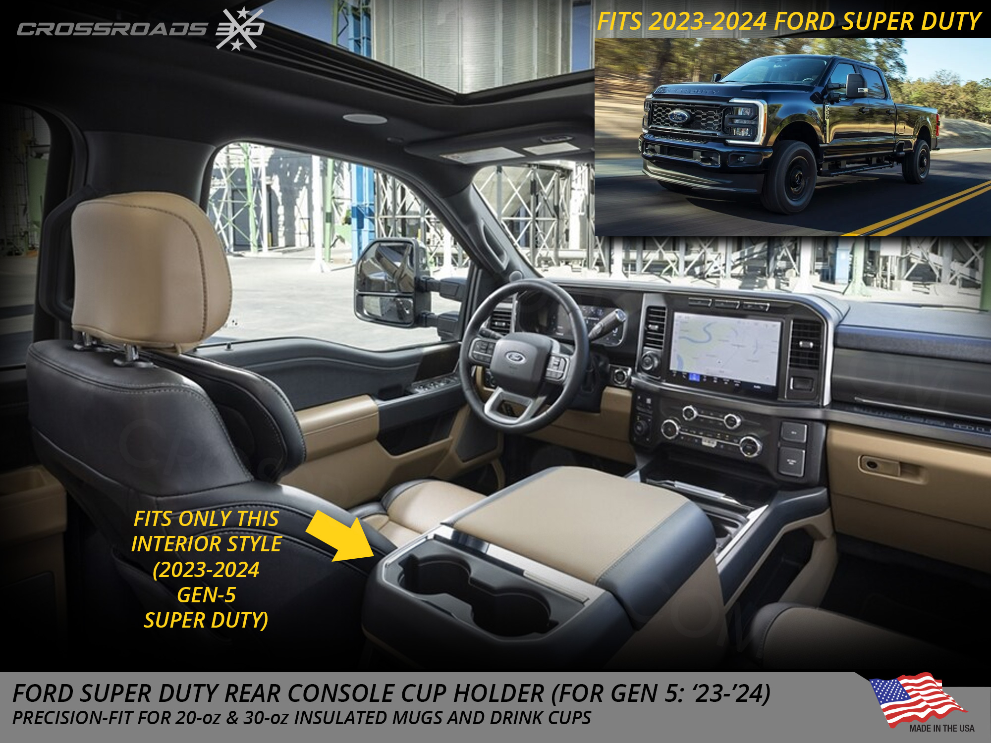 Rear Cup Holder for Ford Super Duty F250, F350 (2023-2025) - Image 3