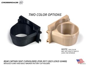 Cup Holder Upgrade for Rear Seat for Lexus GX460 (2017-2023) Precision Fit for Yeti 20, 30oz and Other tumblers [Captain Seat]