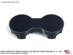 Rear Cup Holder Delete Cover for Ford Super Duty F250, F350, F450 (2011-2016)