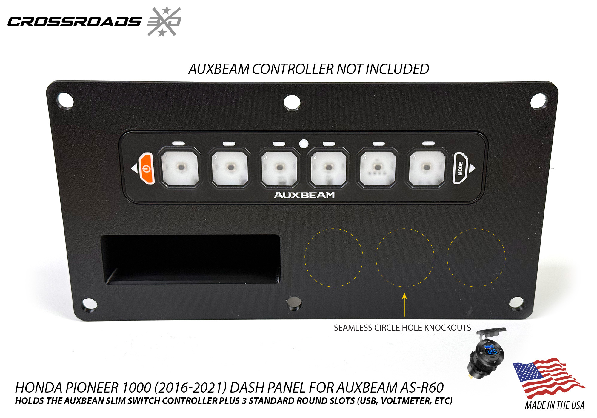 Auxbeam AS-R60 Slim Switch Panel Mount for Pioneer 1000 2016-2021