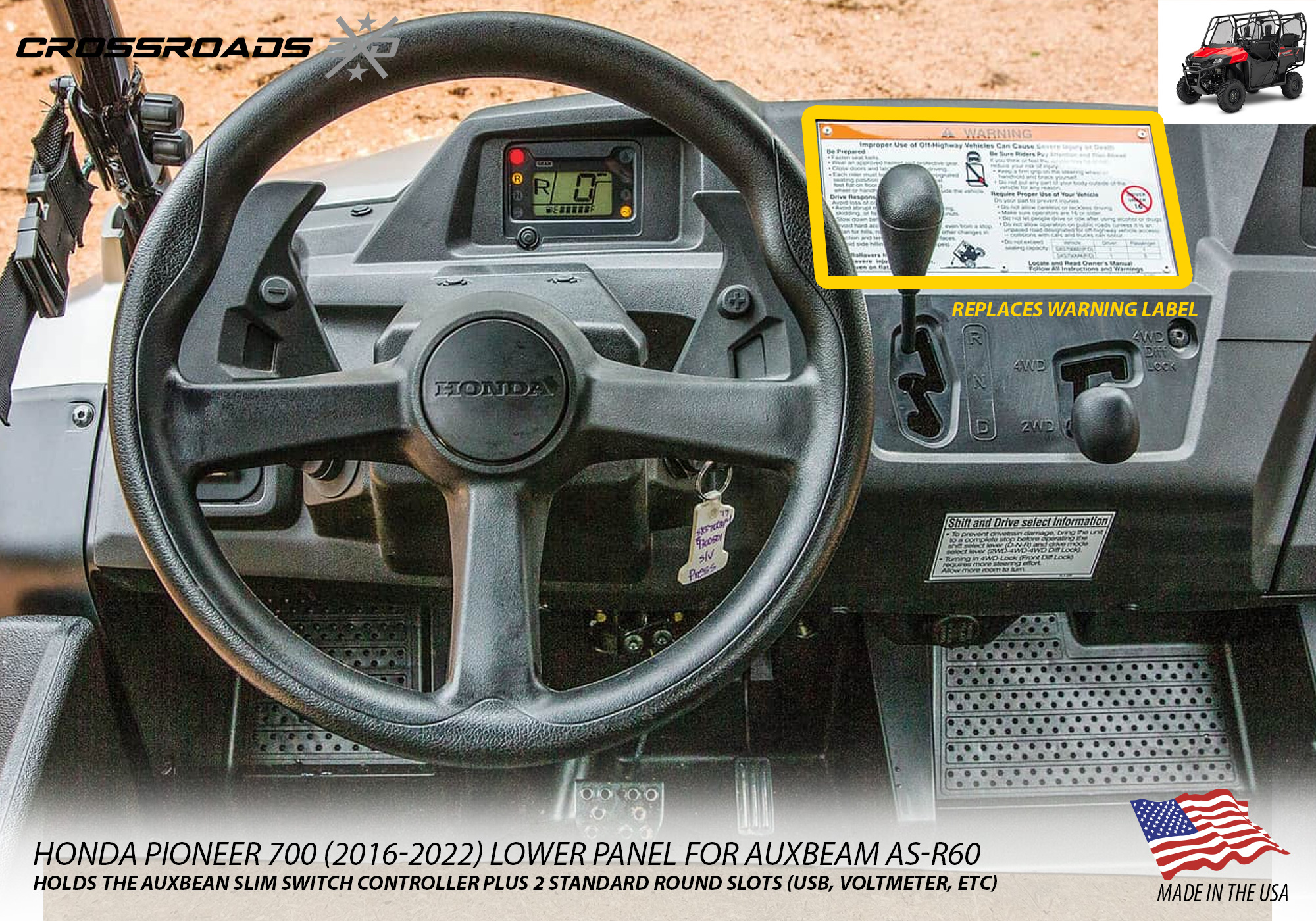 Auxbeam AS-R60 Slim switch panel mount for Pioneer 700 2016-2022 - Image 5