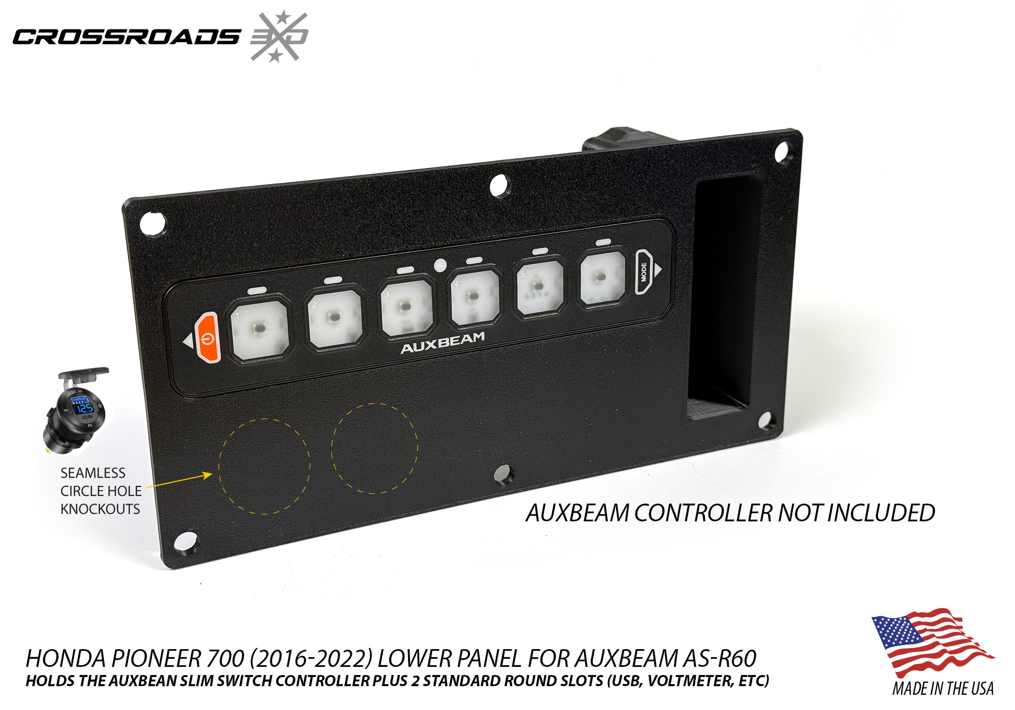 Auxbeam AS-R60 Slim switch panel mount for Pioneer 700 2016-2022 - Image 6