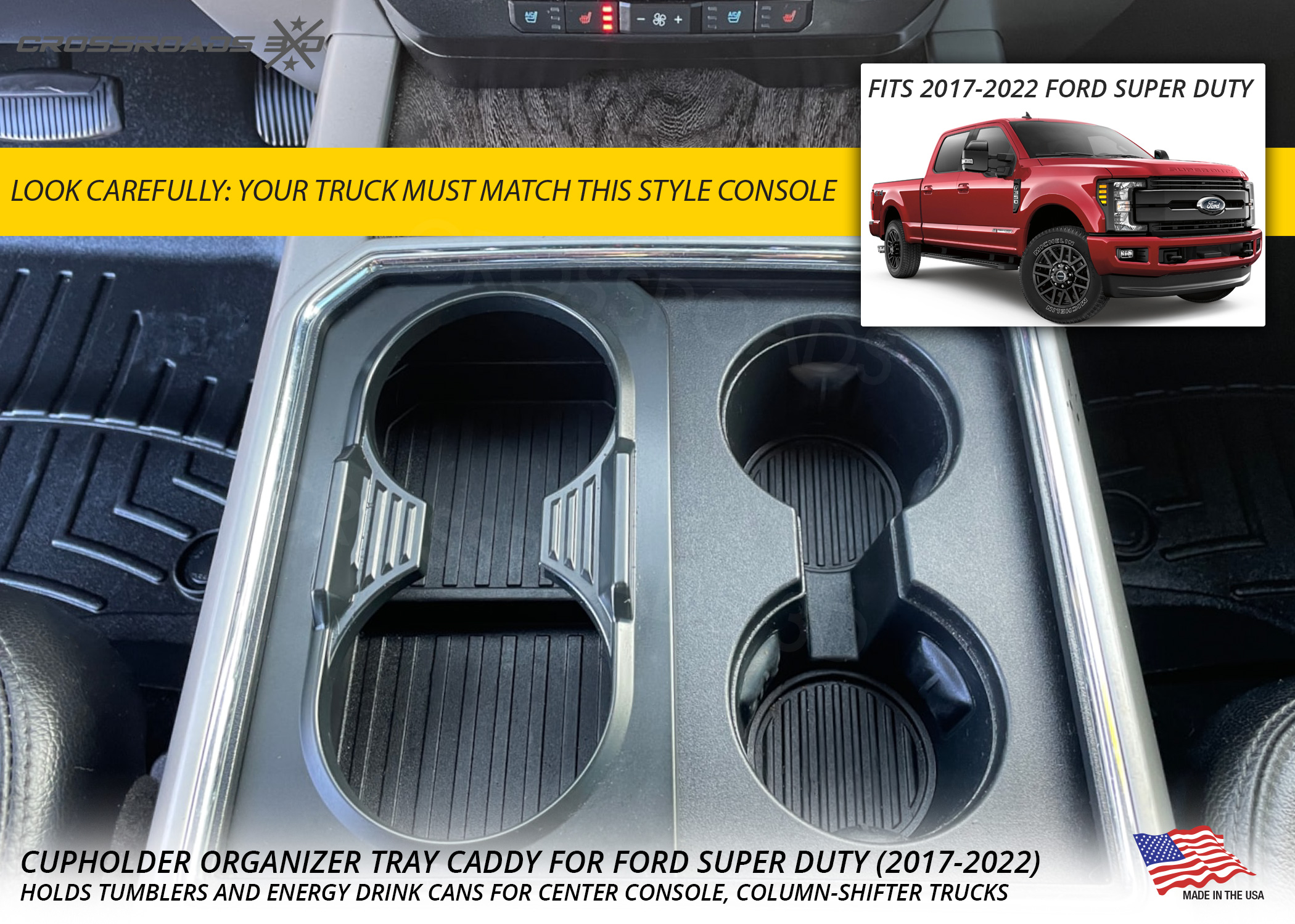 Cup Holder Organizer Tray Caddy for Ford Super Duty (2017-2022) - Image 3