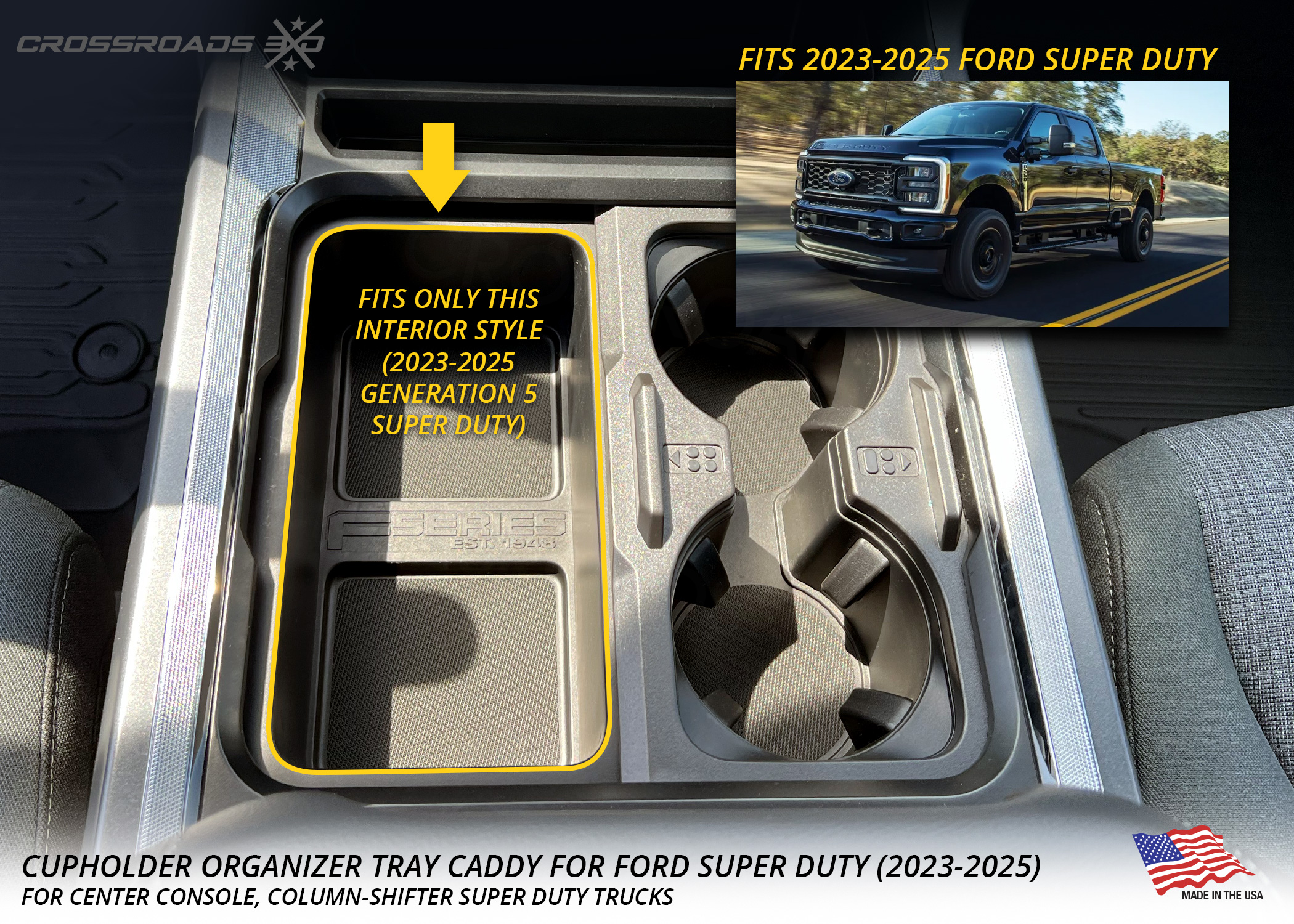 Cup Holder Organizer Tray Caddy Gun Holder for Ford Super Duty (2023-2025) - Image 3