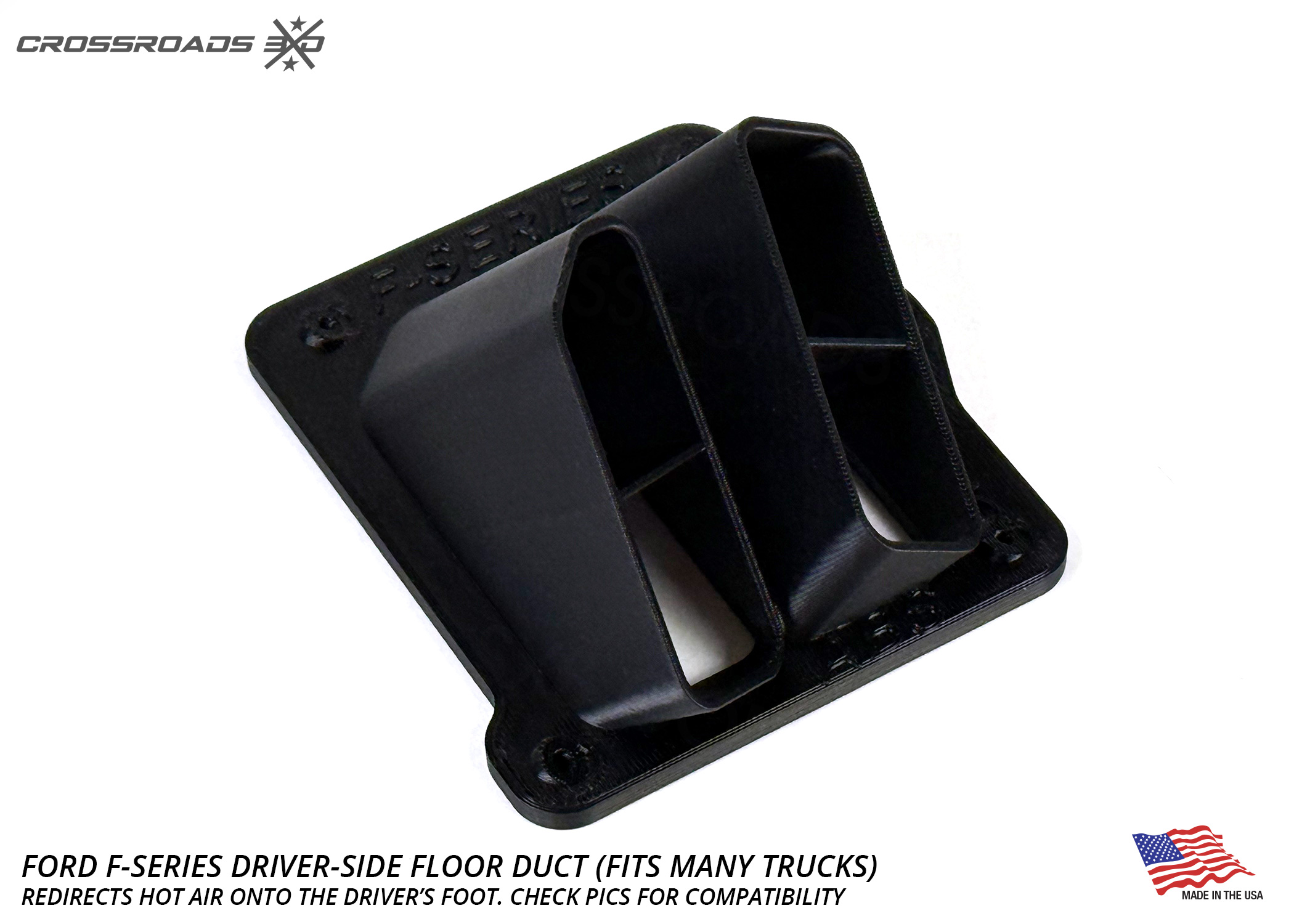 Warm Toes! Driver-Side Floor Duct for Ford F-Series Trucks (Fits Many Ford Pickups)
