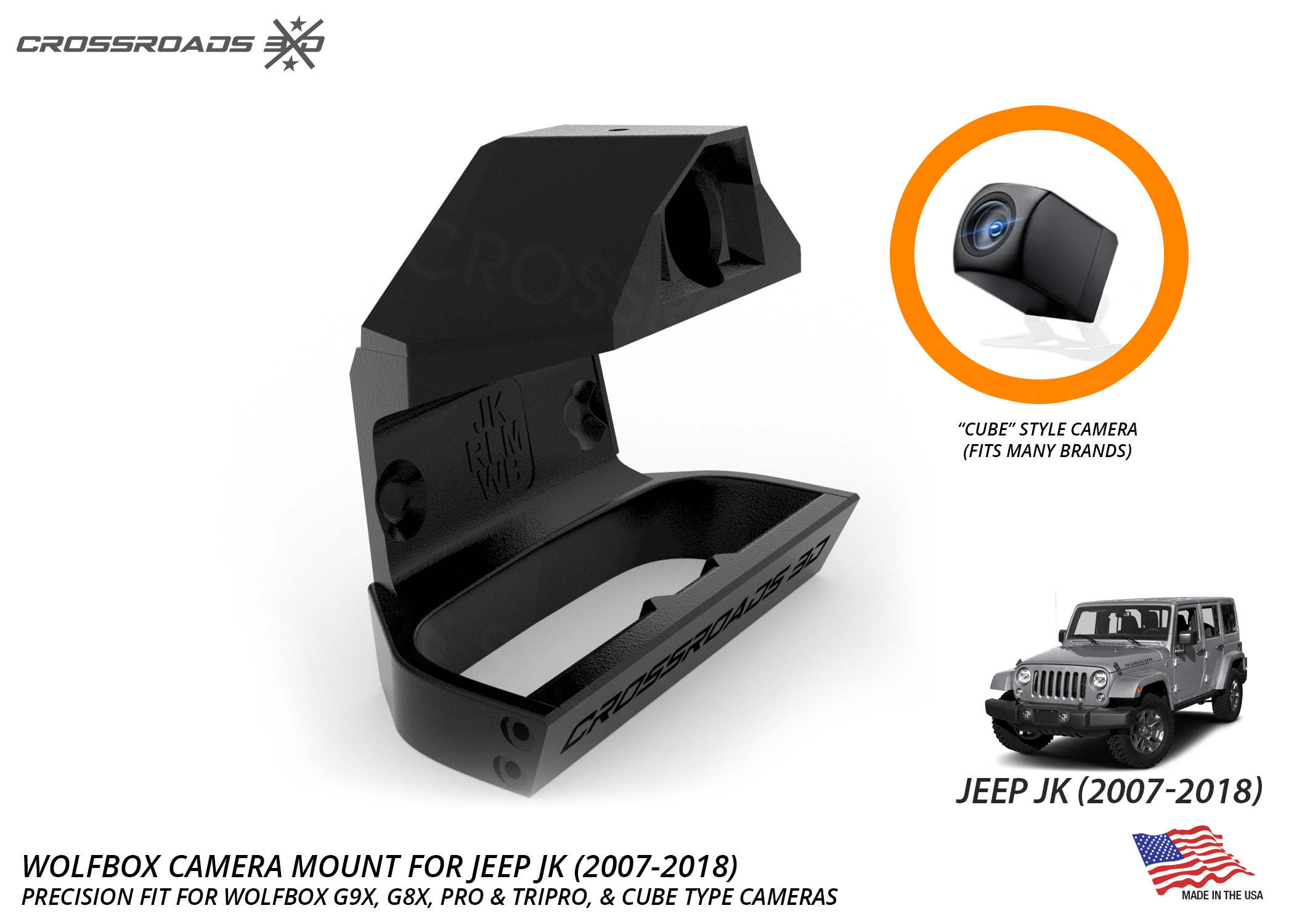 Jeep JK Wrangler Third Brake Light Camera Mount for Wolfbox G8, G9, & Cube Type Cameras - Image 10