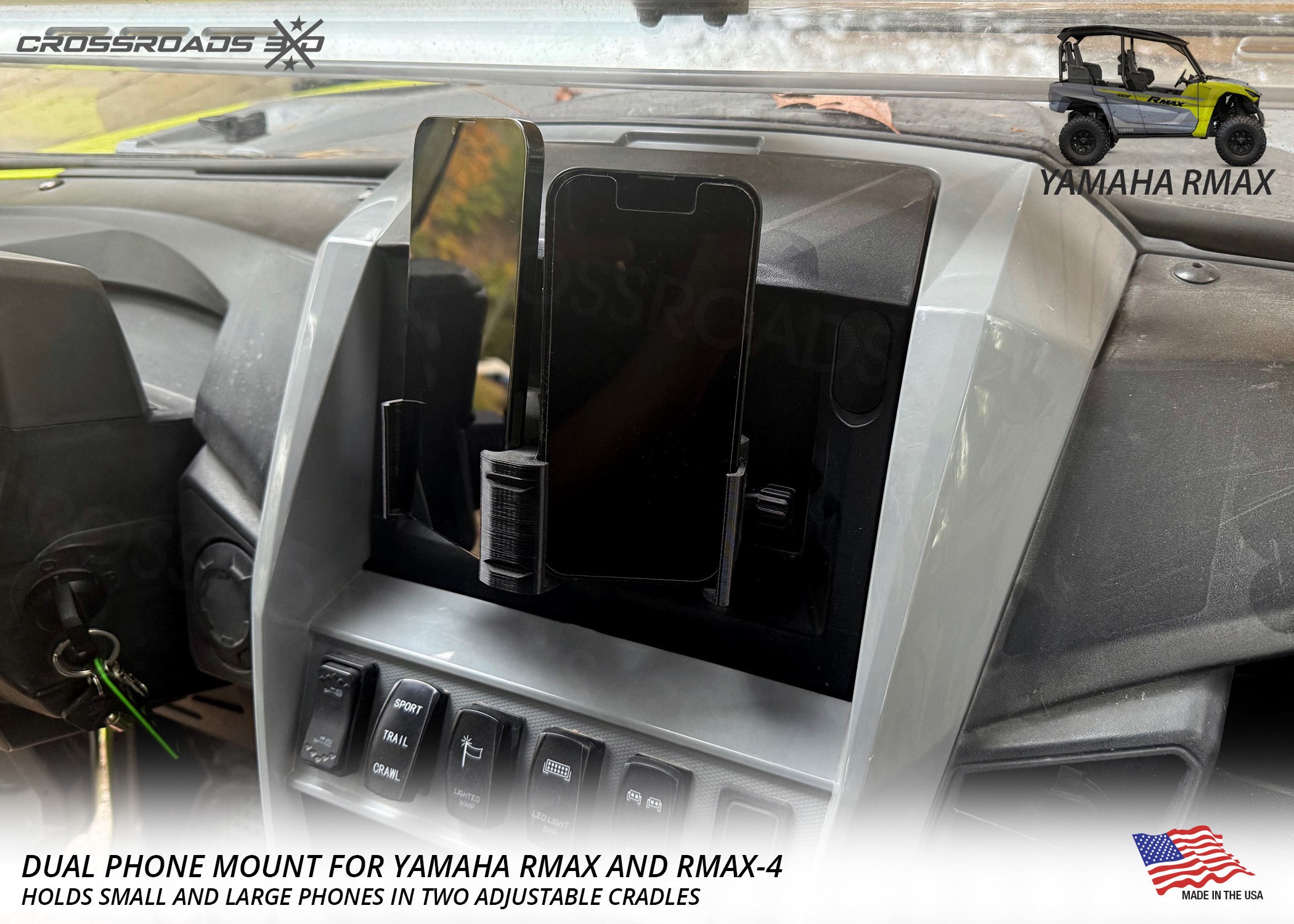 Dual Phone Mount for Yamaha RMAX, RMAX-4 Side-by-Sides - Image 2