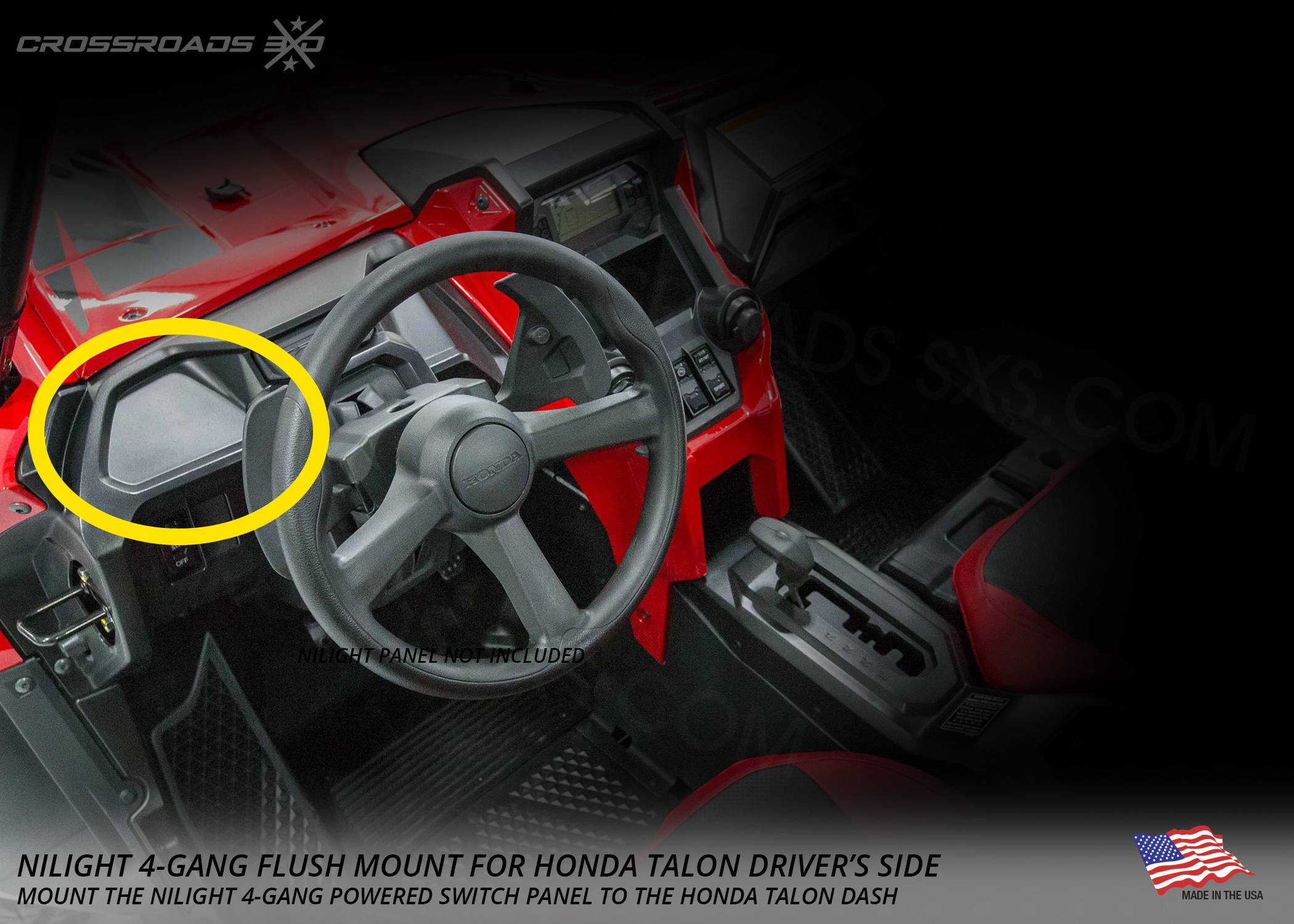 Driver-Side Dash Mount for the Honda Talon 4-Gang Powered Switch Panel - Image 5