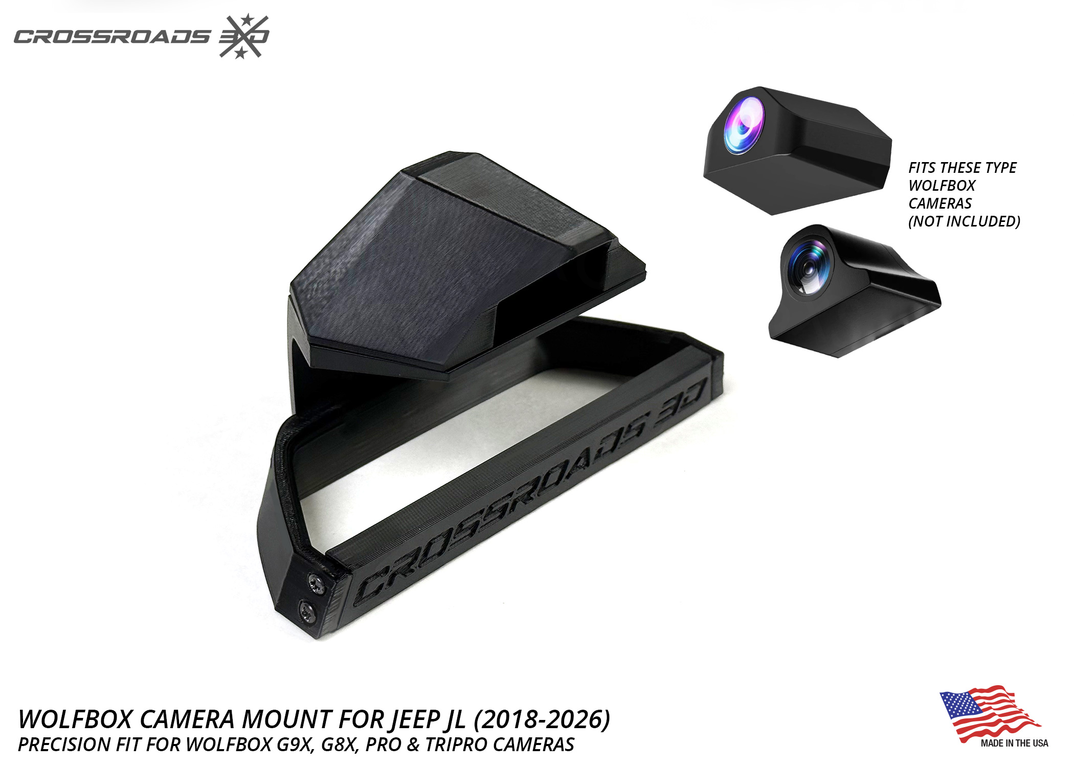 Jeep JL Wrangler Third Brake Light Mount for Wolfbox Tripro G900 Camera System (2018-2026 JL)