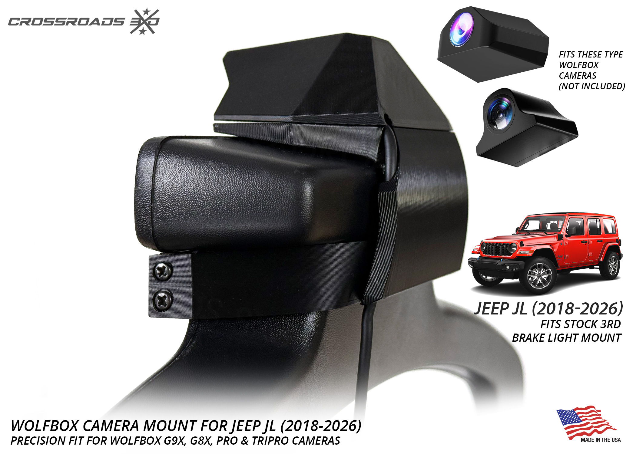 Jeep JL Wrangler Third Brake Light Mount for Wolfbox Tripro G900 Camera System (2018-2026 JL) - Image 3
