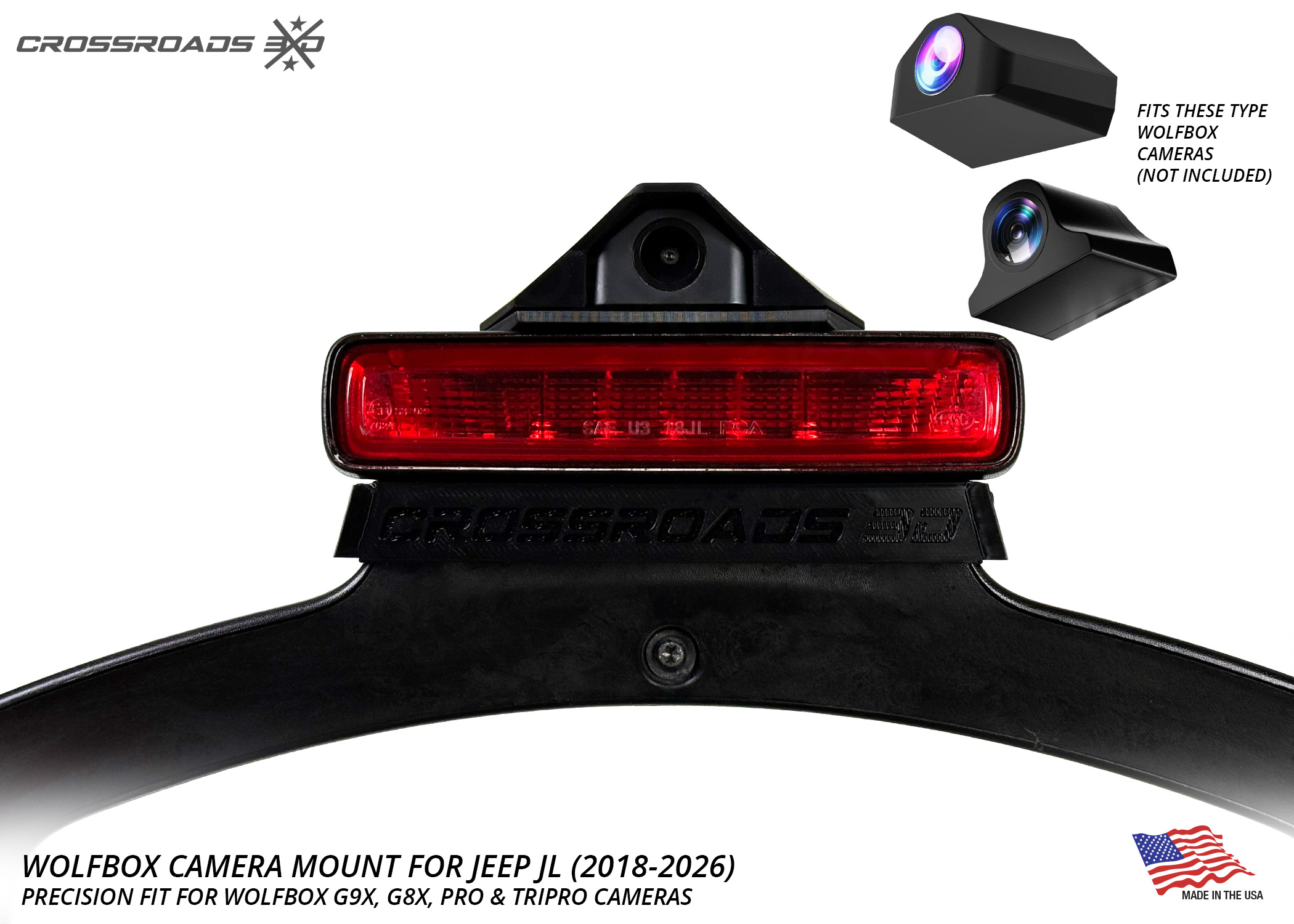Jeep JL Wrangler Third Brake Light Mount for Wolfbox Tripro G900 Camera System (2018-2026 JL) - Image 2