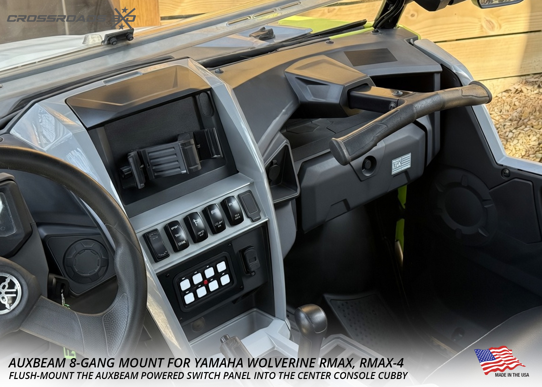 Yamaha RMAX Console Mount for Auxbeam 8-Gang Switch Panel - Image 5