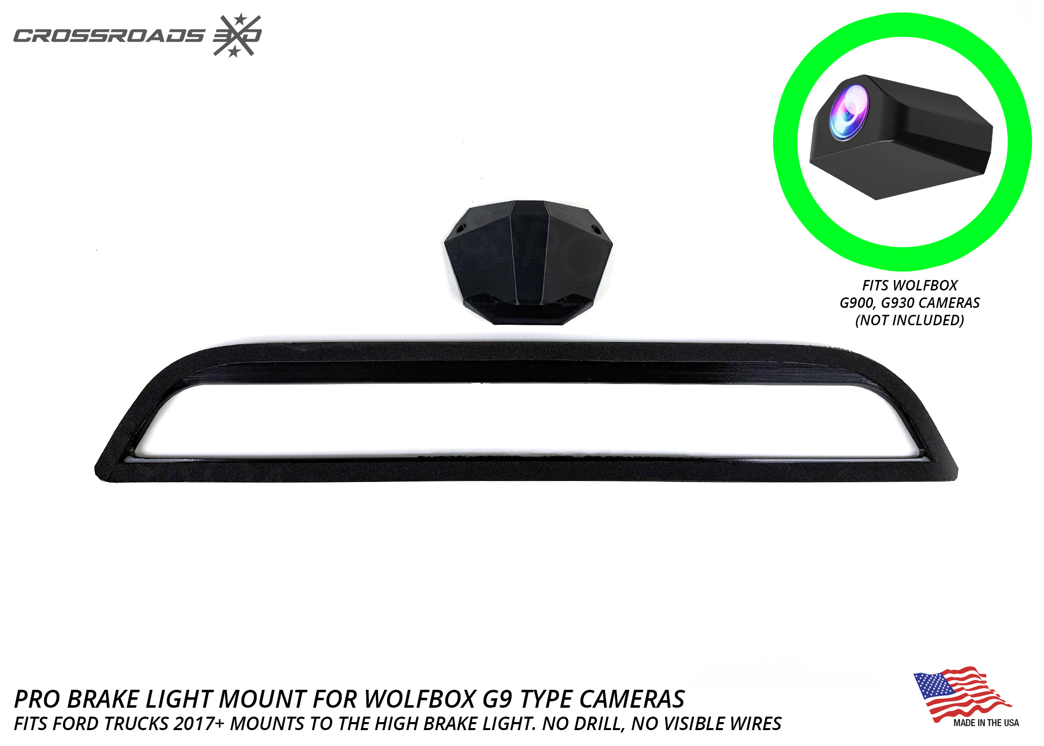 Ford Super Duty & Raptor Third Brake Light Camera Mount - Wolfbox G900, No Drill, Hidden Wiring - 2017+ Fitment - Image 3