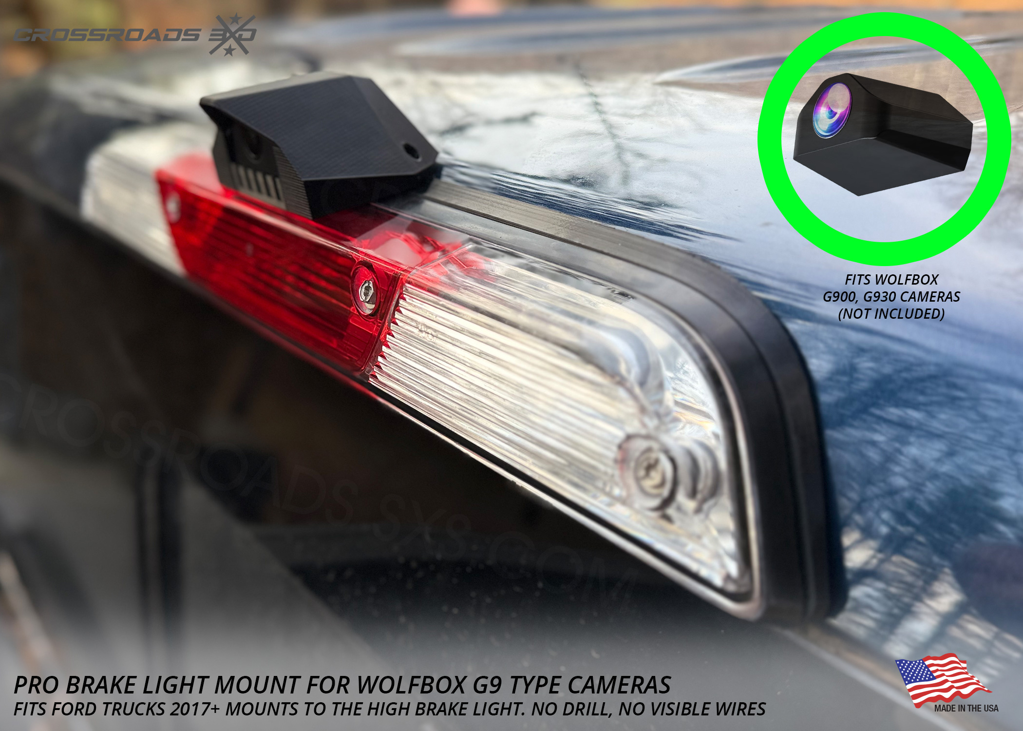 Ford Super Duty & Raptor Third Brake Light Camera Mount - Wolfbox G900, No Drill, Hidden Wiring - 2017+ Fitment - Image 5