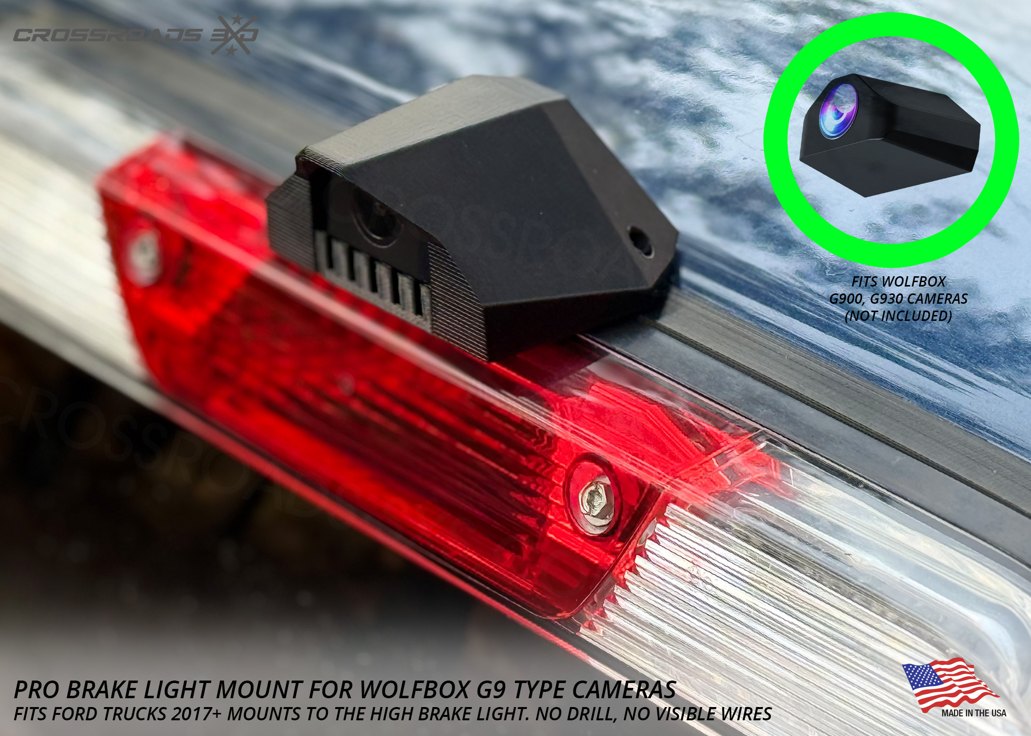 Ford Super Duty & Raptor Third Brake Light Camera Mount - Wolfbox G900, No Drill, Hidden Wiring - 2017+ Fitment - Image 6