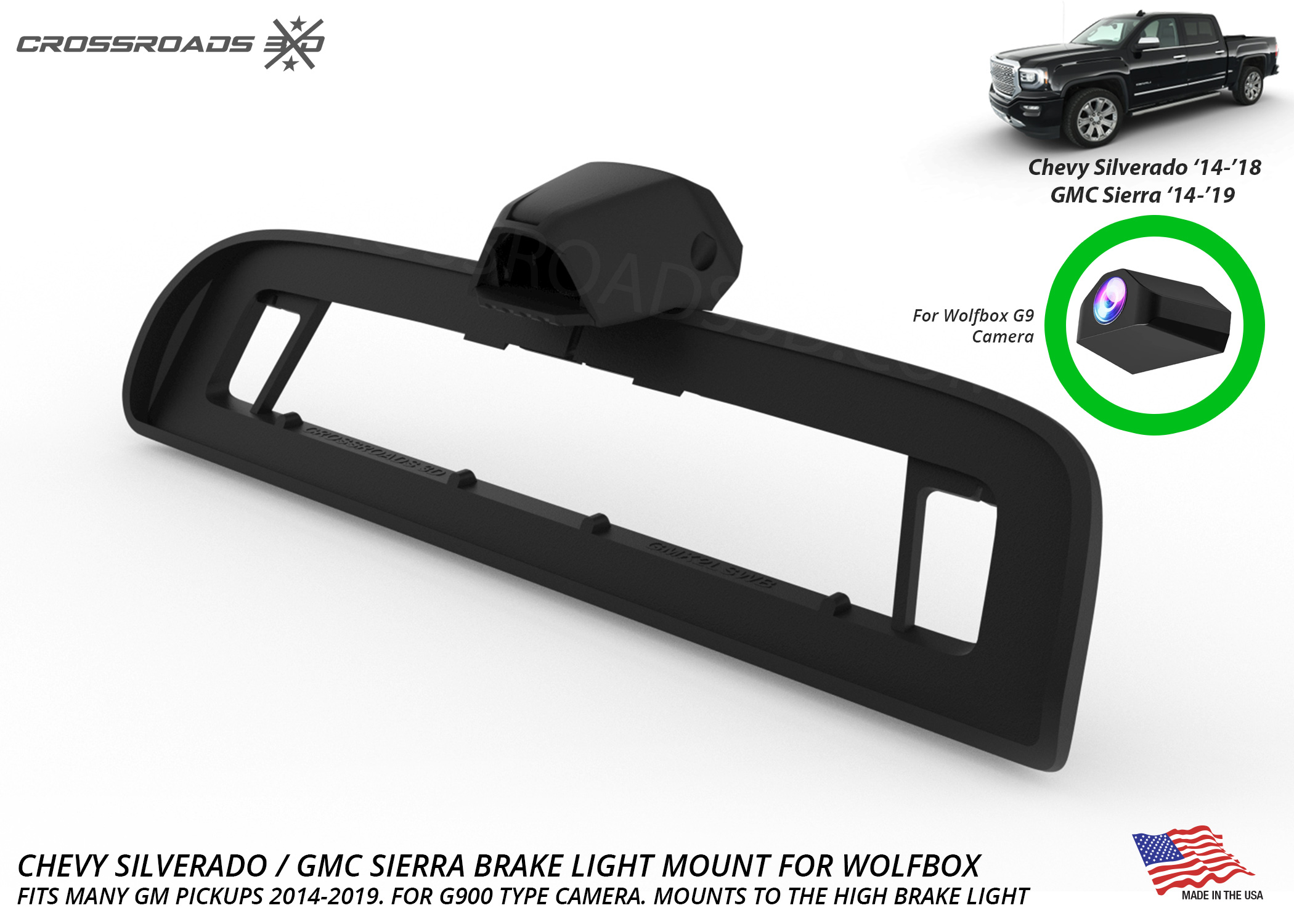 Chevy Silverado GMC Sierra 2014-2019 Third Brake Light Camera Mount for Wolfbox G900 G930 - Image 3