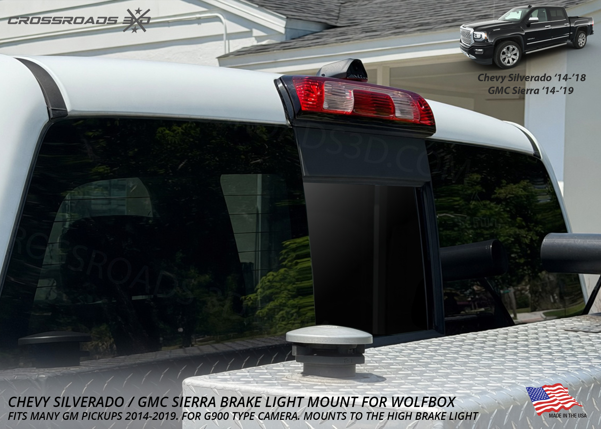Chevy Silverado GMC Sierra 2014-2019 Third Brake Light Camera Mount for Wolfbox G900 G930 - Image 4