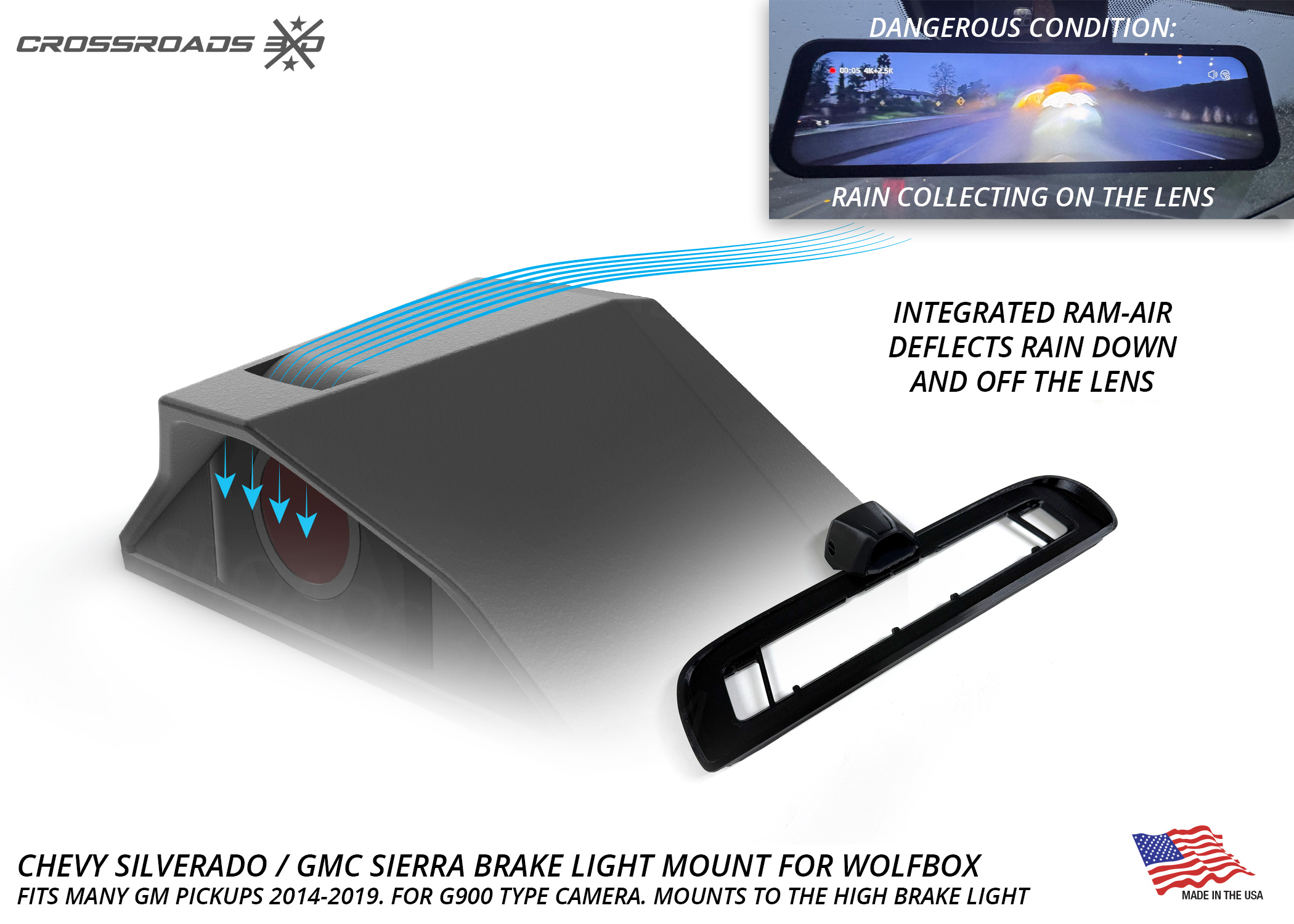 Chevy Silverado GMC Sierra 2014-2019 Third Brake Light Camera Mount for Wolfbox G900 G930 - Image 2
