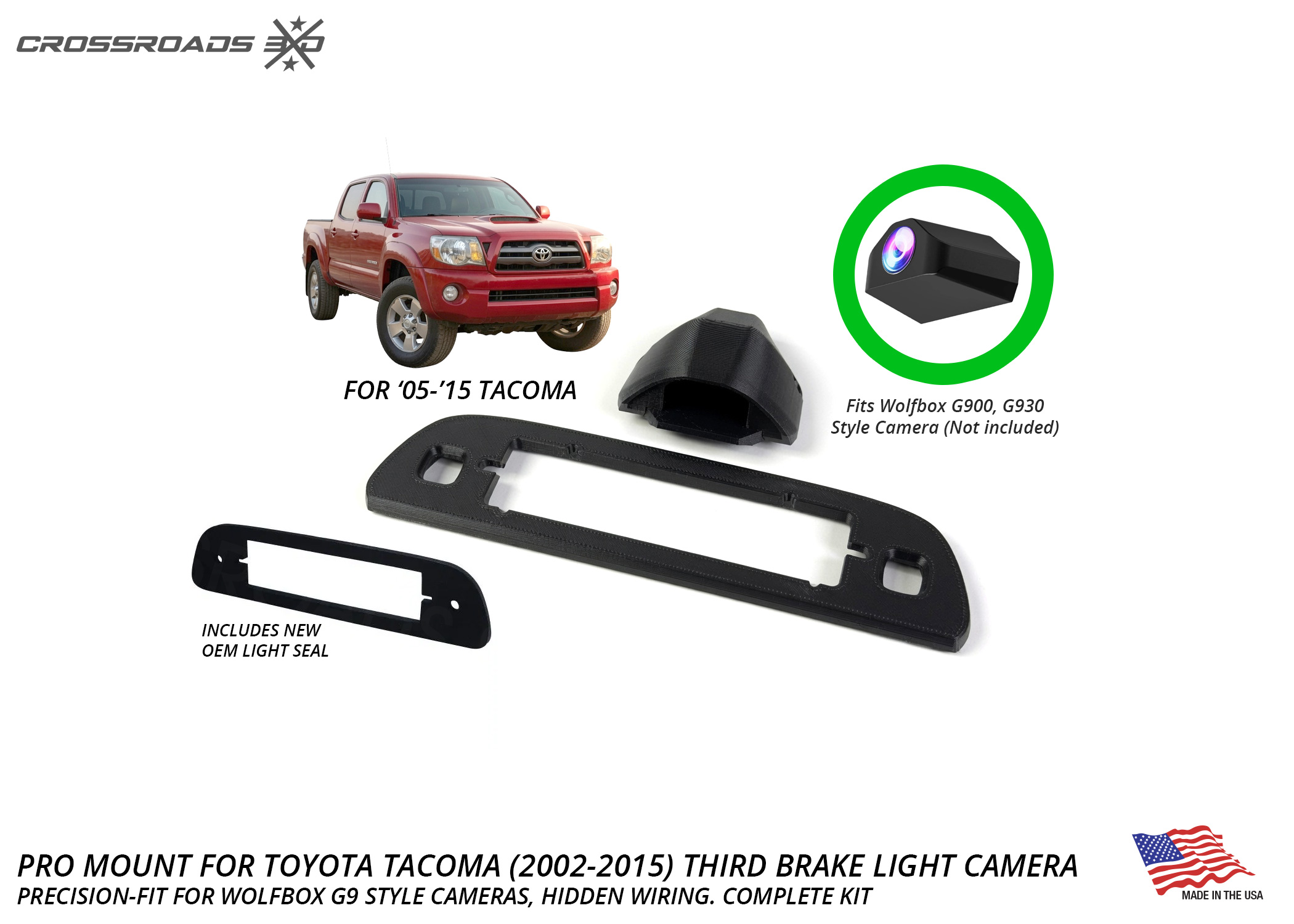 Toyota Tacoma 2005-2015 Wolfbox G900 G930 Third Brake Light Camera Mount - Pro Mount Bracket - Image 2